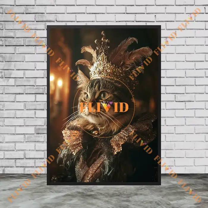 Affiche de carnaval reine chat paillettes plume animal de compagnie mode mur Art toile peinture mignon