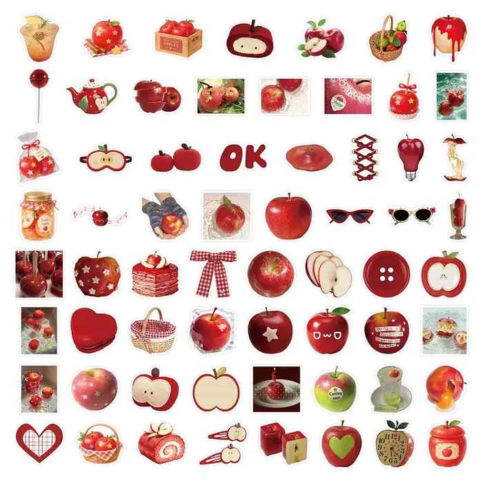 10/30/63 autocollants mignons en forme de pomme rouge