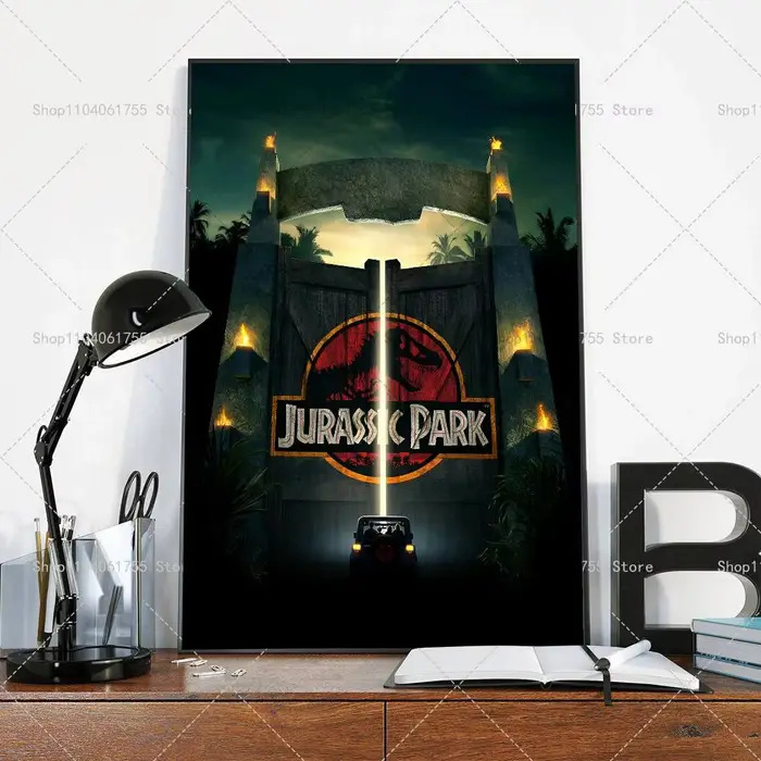 Affiche du film Jurassic Park, autocollant artistique auto-adhésif en papier imperméable, décoration