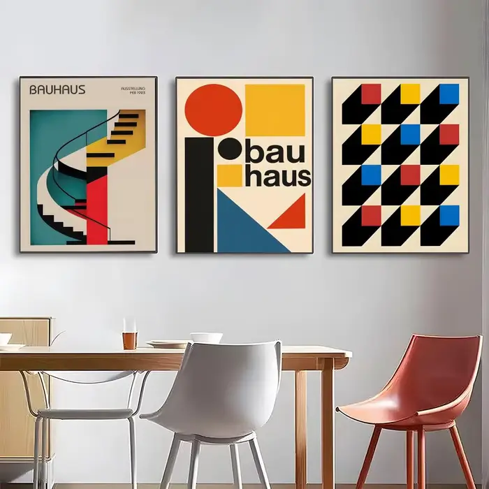 Affiche Bauhaus abstraite orange sans cadre