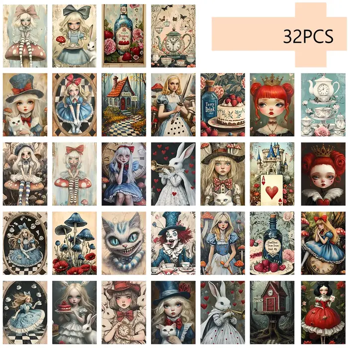 32 pièces, cartes postales Alice au pays des merveilles