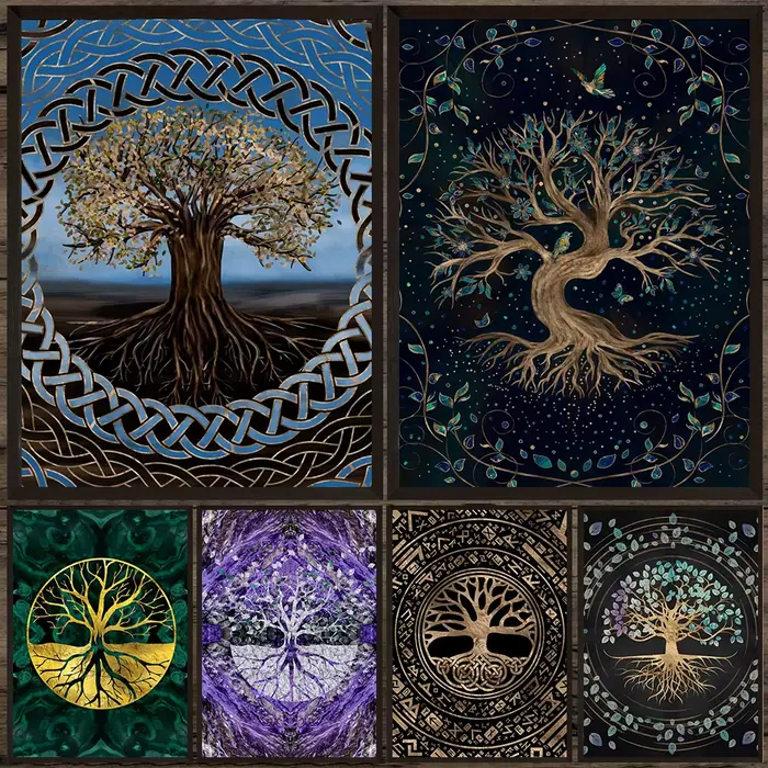 Peinture sur toile abstraite « Arbre de vie »