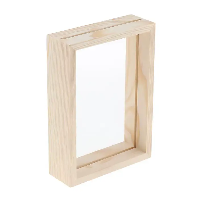 Cadre en bois transparent en verre double face