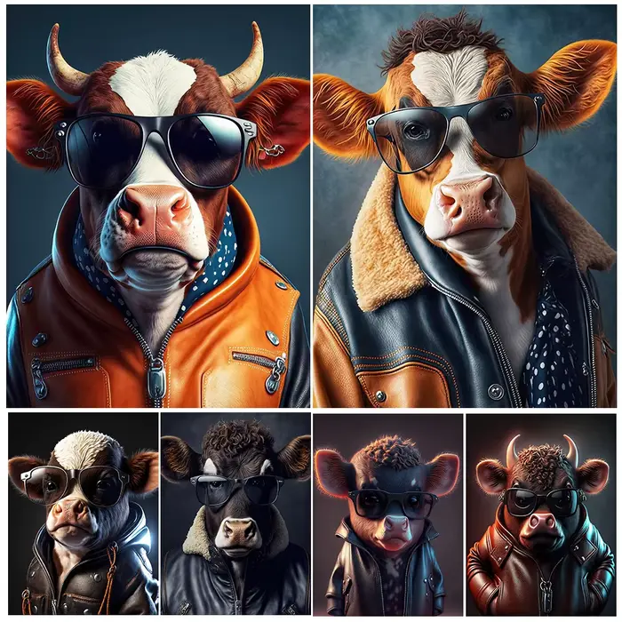 Cool Cow Like A Human Art Poster