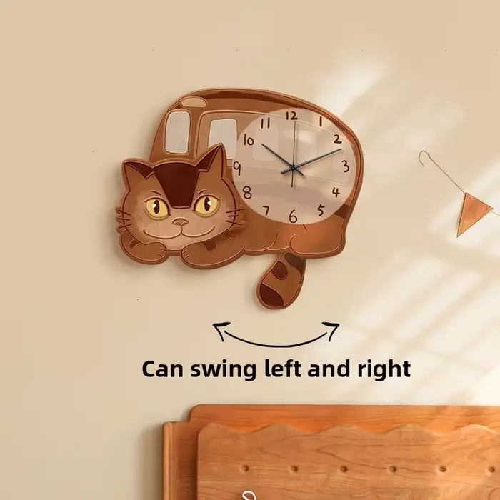 Horloges murales de dessin animé, pendule de salon, mécanisme silencieux, horloge intérieure moderne en forme de chat, décoration intérieure de la maison