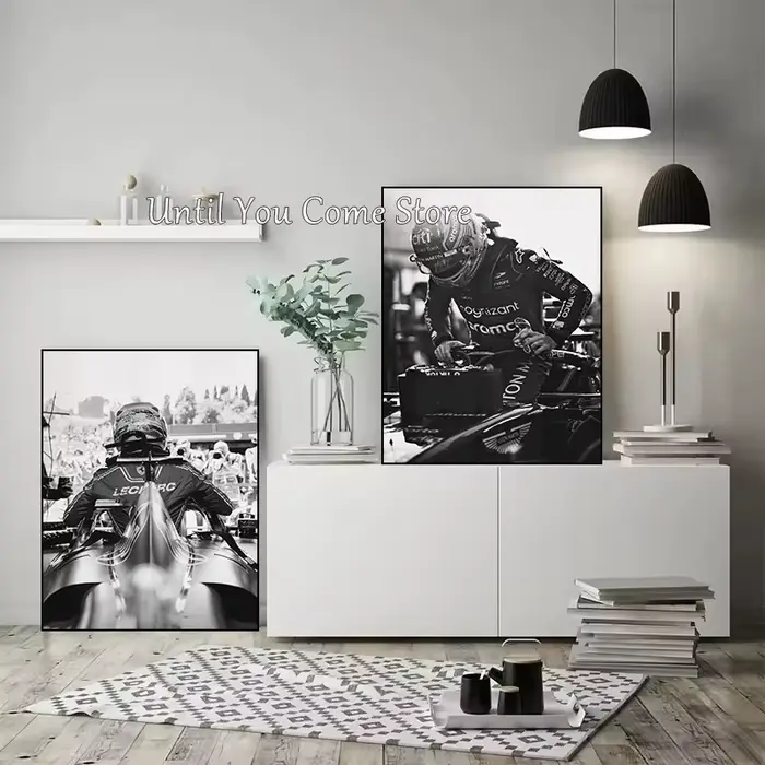 Affiche imprimée en noir et blanc de la série F1 Racing Driver, images sur toile pour la maison, décor mural moderne, peinture sans cadre