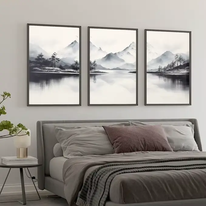Lot de 3 impressions murales triptyques de montagnes du Japon