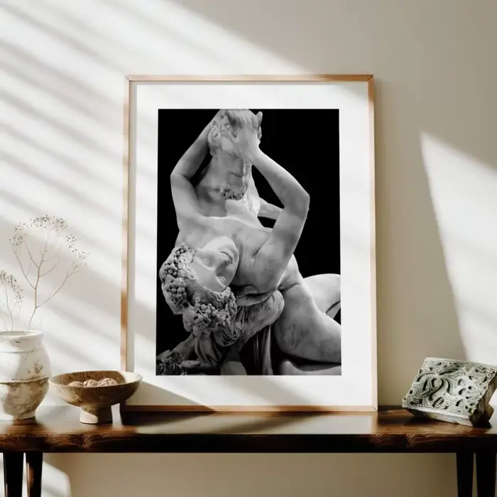Affiche de sculpture du XIXe siècle en noir et blanc