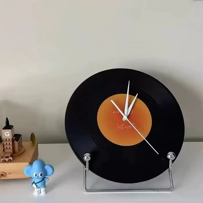 Horloge murale avec disque vinyle coucher de soleil