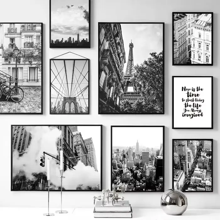 Toile d'art mural noir et blanc