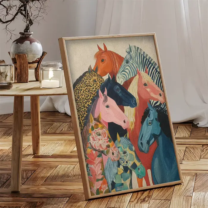 Affiches sur toile de chevaux fantastiques colorés, impressions d'art animal abstrait moderne, décoration murale pour salon et chambre, affiche décorative pour la maison