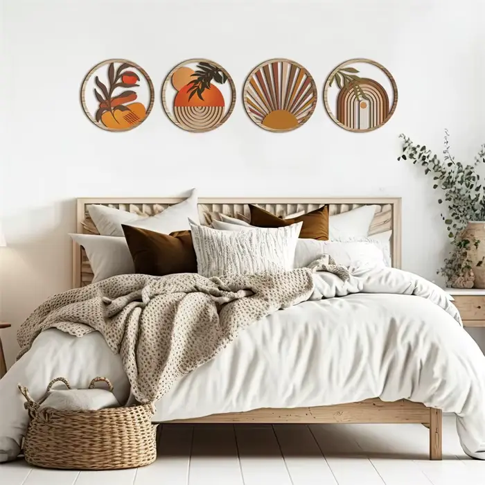 4 pièces mur en bois bohème mur Art ferme