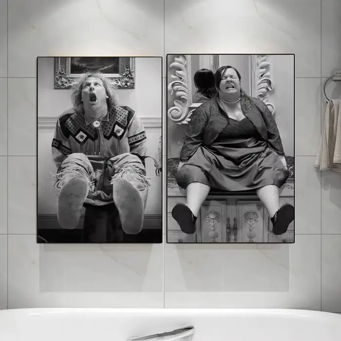 Toile d'art mural drôle pour salle de bains