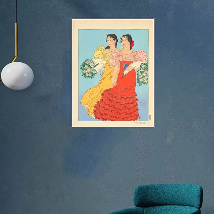 Paul Jacoulet Motifs de peinture à l'huile sur le thème oriental Lignes délicates et tonalités vibrantes Impression d'art de collection pour l'affichage de la maison et de la galerie