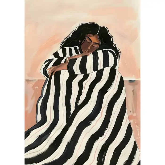 Toile de peinture de fleur de femme abstraite noire et blanche