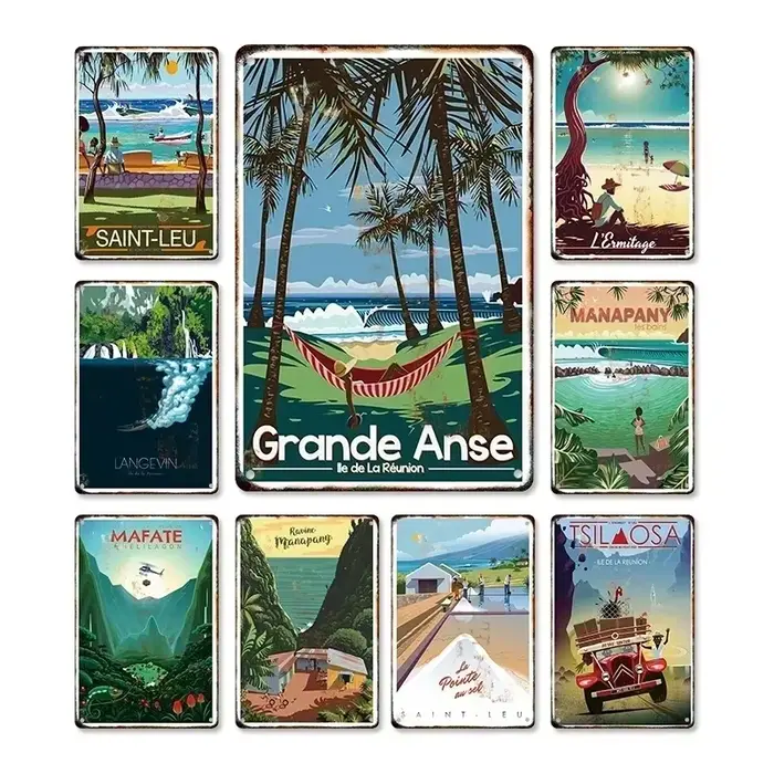 Affiches métalliques de voyage nordiques