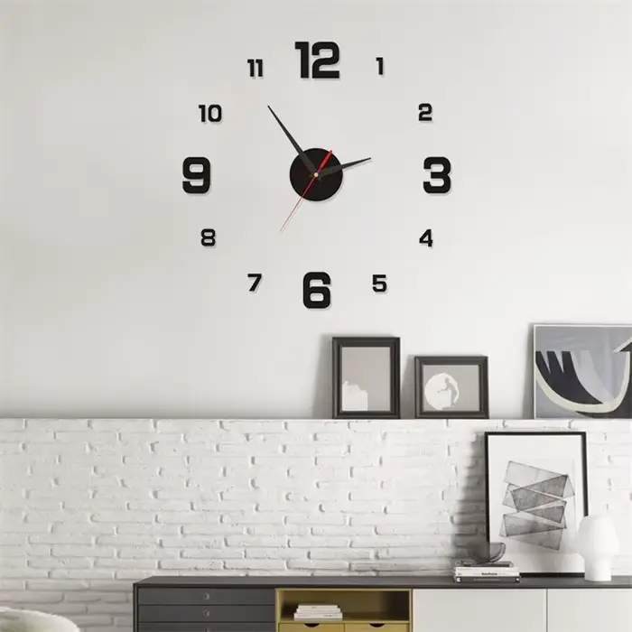 3D créatif sans cadre bricolage tenture murale horloge stickers muraux maison muet