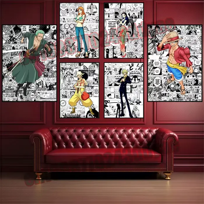 Affiche familiale moderne une pièce imprimée Luffy Zoro