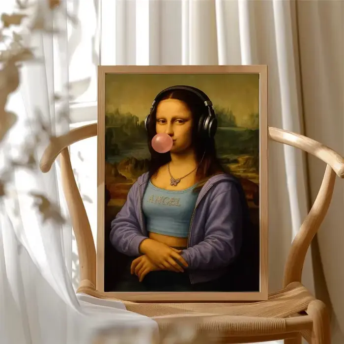 Tableau mural sur toile Mona Lisa avec lunettes de soleil