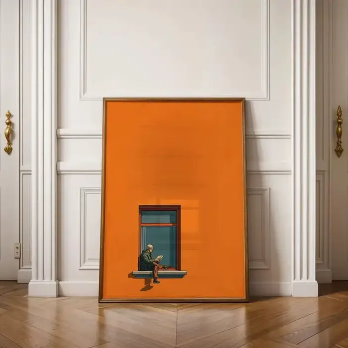 Art mural minimaliste orange, peinture décorative esthétique pour la maison, impression colorée et l