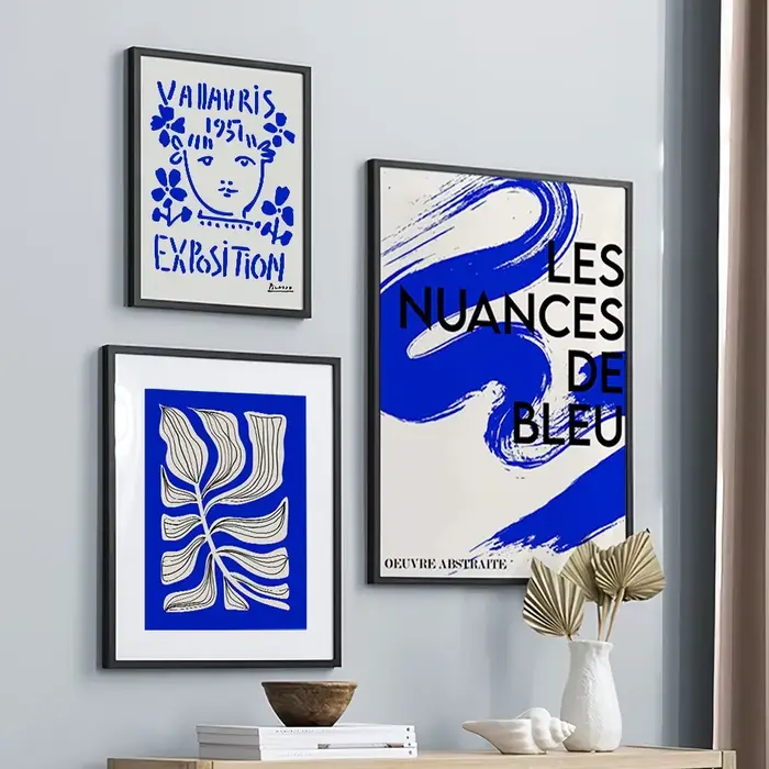 Affiche abstraite de ligne de géométrie de Klein Blue Picasso