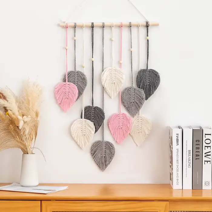 Moderne Boho tenture murale feuille macramé décoration