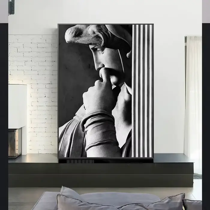 Statue de David moderne noir et blanc