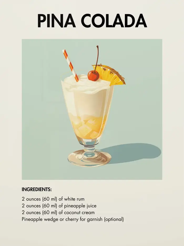Classique Simple Bar boissons liqueur Cocktail barman recette affiche toile Art peinture impressions