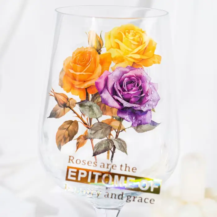 1 paquet/30 autocollants de fleurs de rose grand format 15-20 cm