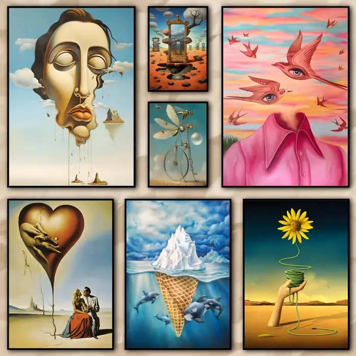 Salvador Dali surréalisme peinture abstraite calligraphie HD toile affiche salon chambre bar décoration esthétique