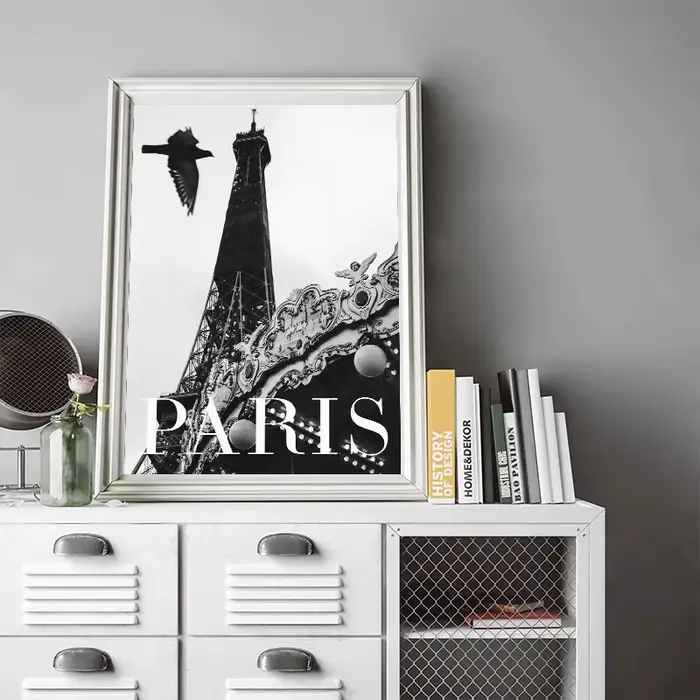 Tour Eiffel noir blanc affiche France Paris voyage paysage toile peinture impression mur Art photos pour salon décor à la maison