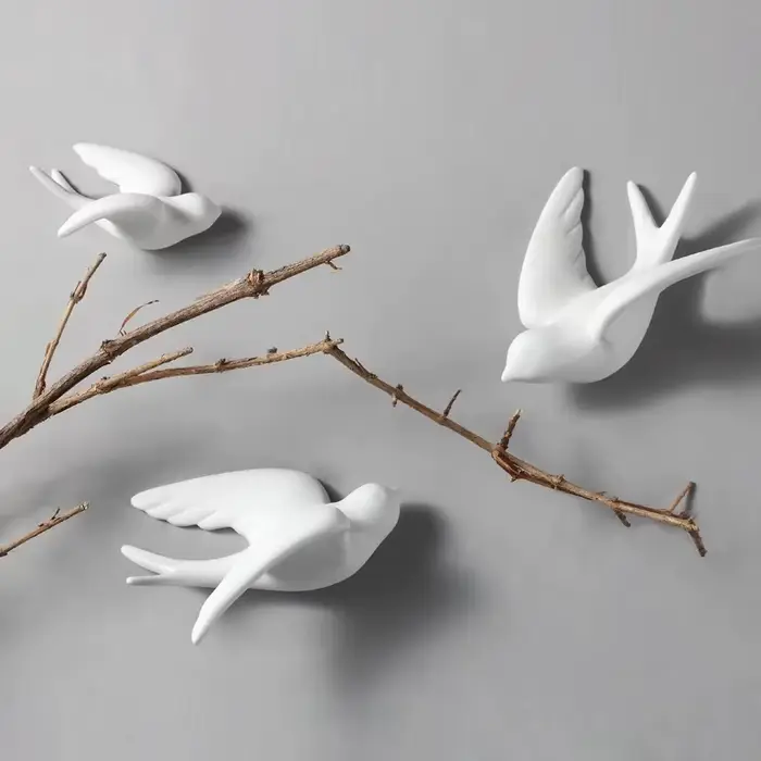 Ornements muraux d'oiseau 3D blancs créatifs modernes