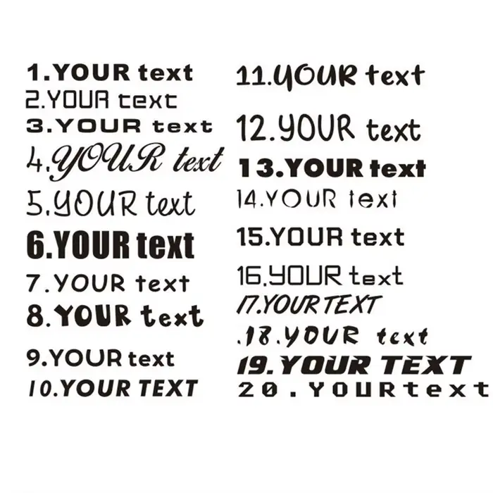 Texte personnalisé anglais chinois japonais hébreu signe WEBSITE FACEBOOK Instagram nom logo YouTube Snapchat autocollant voiture vélo autocollant