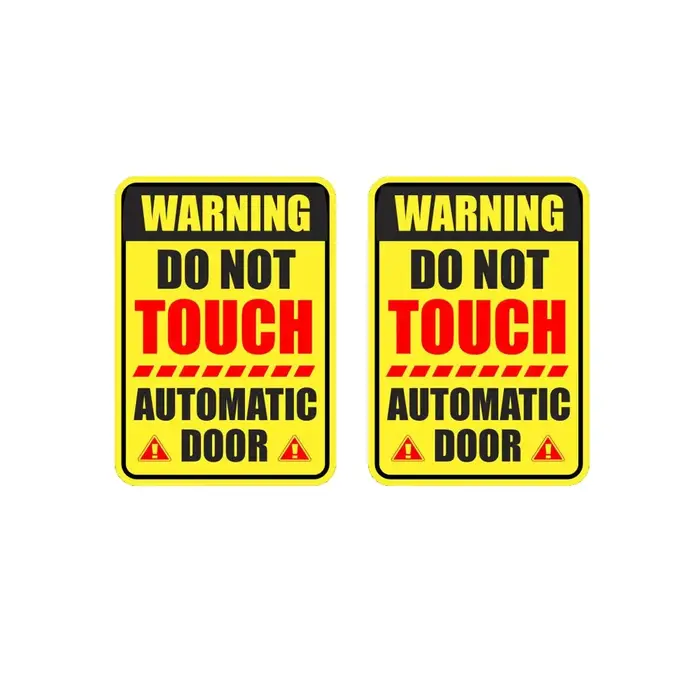 Autocollant de porte automatique, lot de 2, 7 pouces de haut x 5 pouces de large, ne touchez pas, autocollant d'avertissement, fenêtre d'affaires, avertissement de sécurité