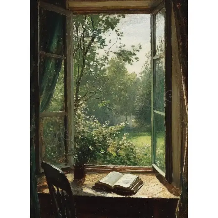 Cuisine française femme cuisson pain bleu hortensia pays paysage Vintage peinture toile affiche mur 