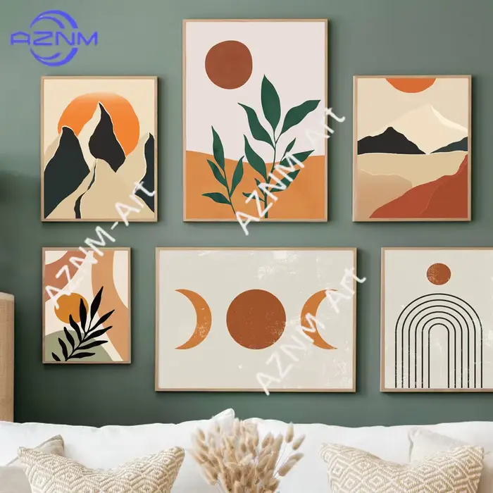 Peinture sur toile abstraite avec paysage de montagne