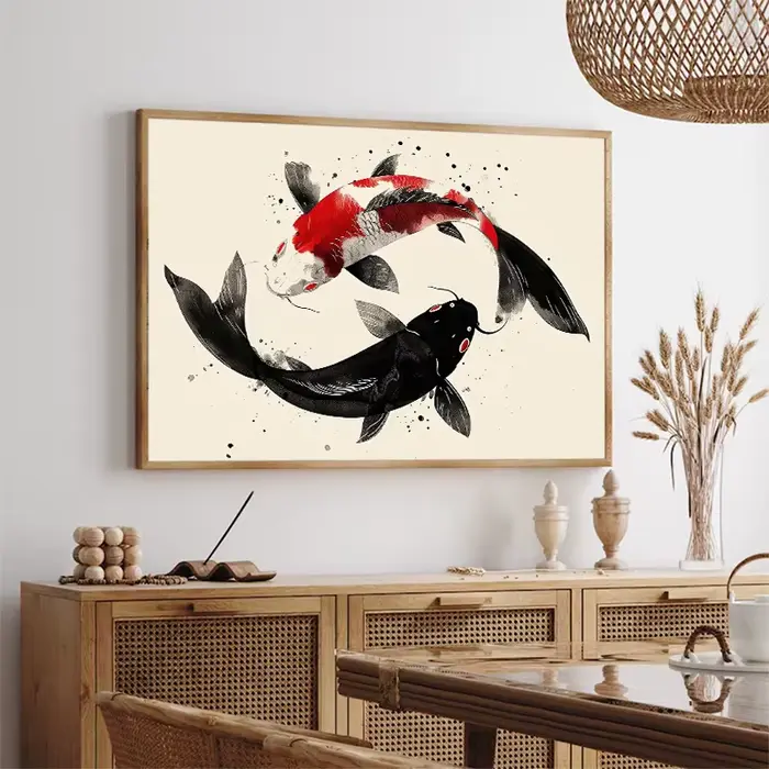 Affiche de peinture à l'encre de paysage japonais