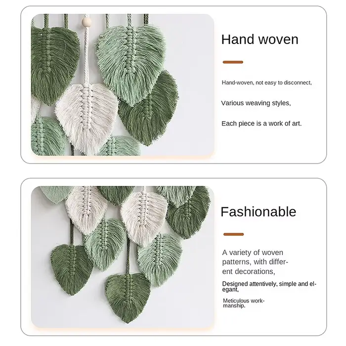 Tapisserie murale en macramé avec cuir chevelu tissé