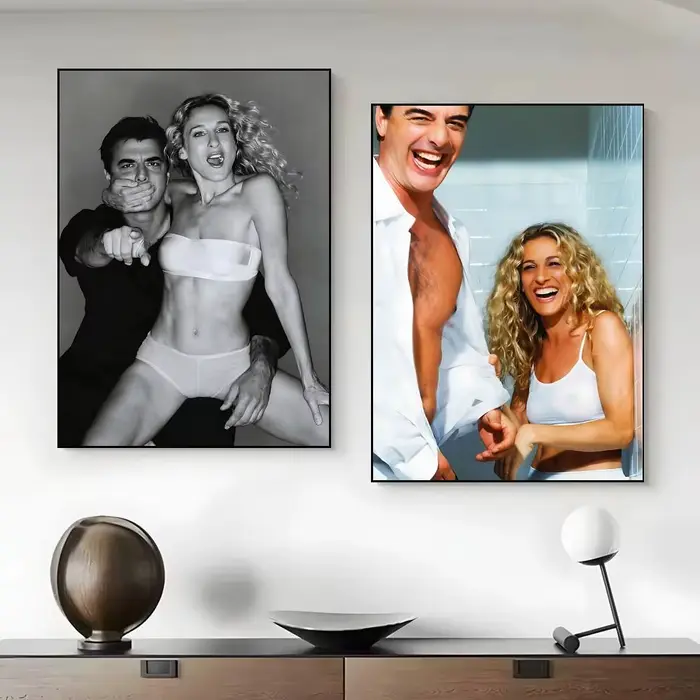 S-Sex and the City - Affiche encadrée sur toile de Carrie et Mr Big