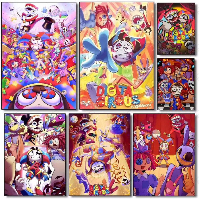 Affiche de cirque numérique l'anime l'incroyable, affiches de film imprimées de haute qualité, toile d'art mural pour décoration de salon, cadeau