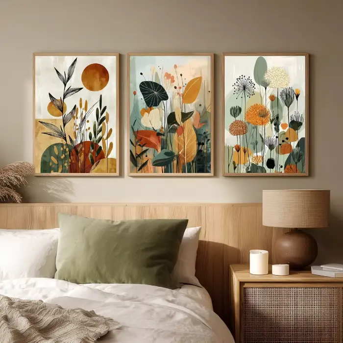 Lot de 3 affiches murales bohèmes sans cadre