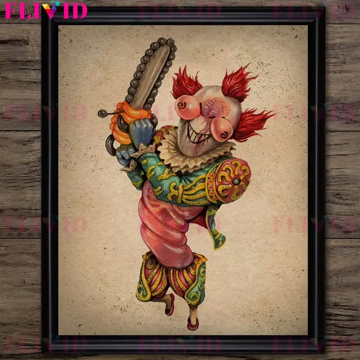 Toile d'art mural Vintage tueur de Clown effrayant