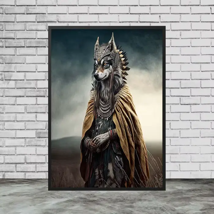 Toile d'art mural Vintage de la tribu du loup originale
