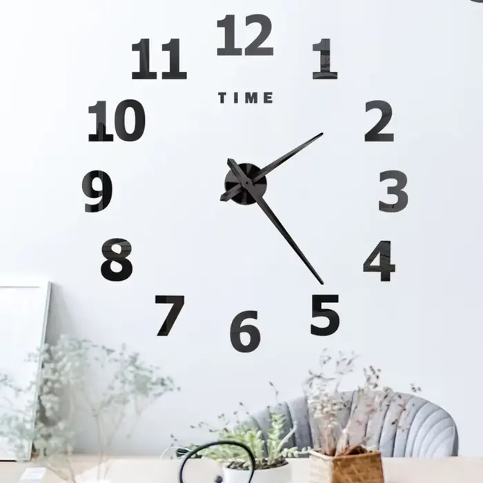 Horloge murale numérique 3D, sans cadre, autocollants muraux miroir acrylique, décoration de maison,