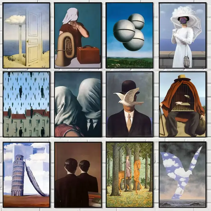 Affiches et impressions sur toile de reproduction d'œuvres d'art classiques de René Magritte, art mural pour salon, Cuadros