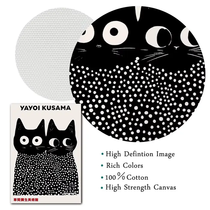 Yayoi Kusama – peinture sur toile de chat noir