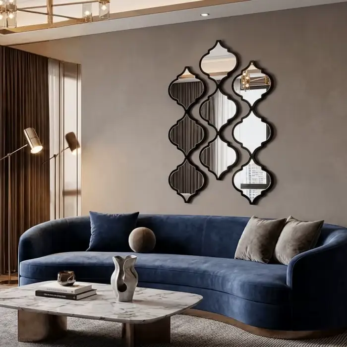 12 grands miroirs muraux marocains - Décoration marocaine noire adaptée à la salle de bain