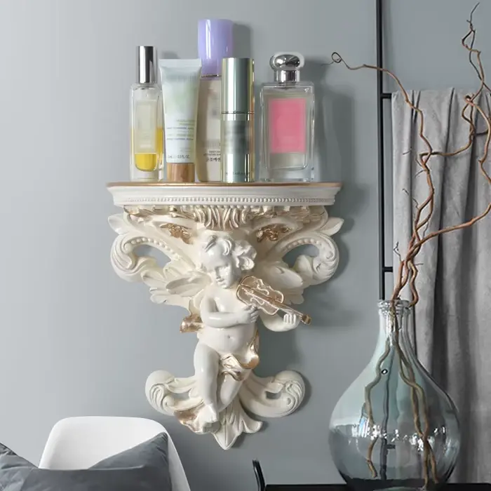 Étagères murales créatives en résine pour la décoration de la maison, support de rangement pour la maison, étagère vintage, bleu et blanc, décor à la maison