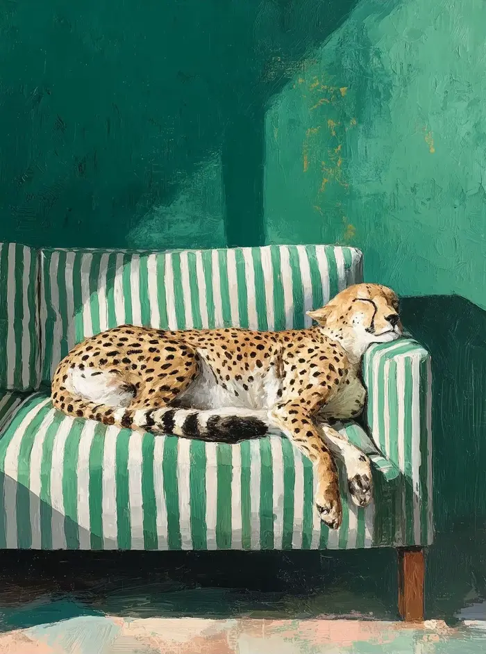 Affiche murale Léopard Somnolent, Décoration Minimaliste pour la Maison, Peinture sur Toile Imprimée