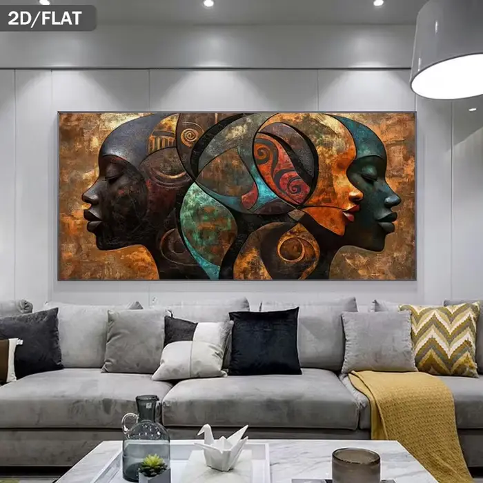 1 pièce Art mural abstrait moderne - Peinture sur toile sans cadre - Convient pour le salon et la chambre - Couleurs riches - Visage en relief - Nouveau